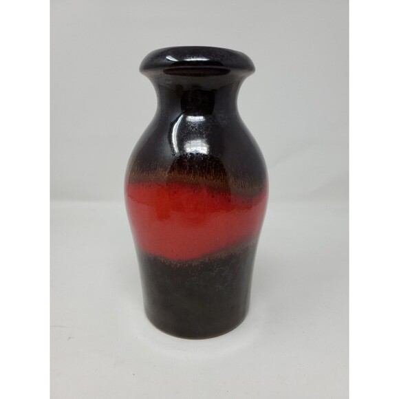 Vase Scheurich West Germany Pottery 208-21 Brown & Red Vase - Picture 1 of 9